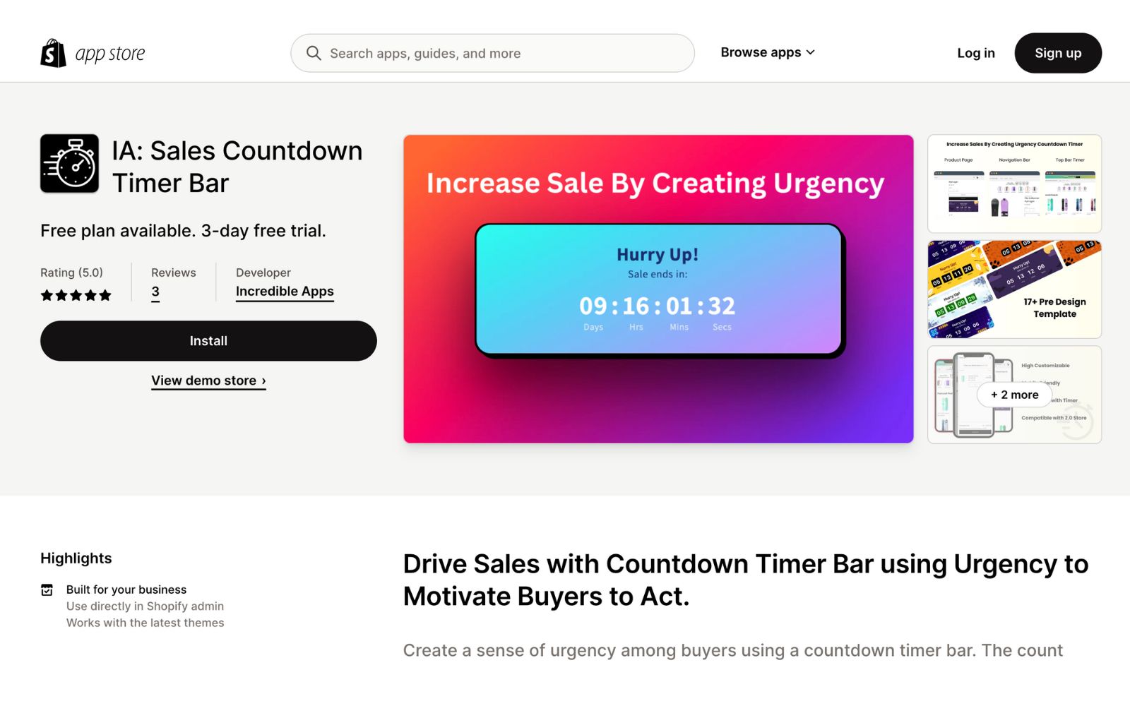 IA: Sales Countdown Timer Bar